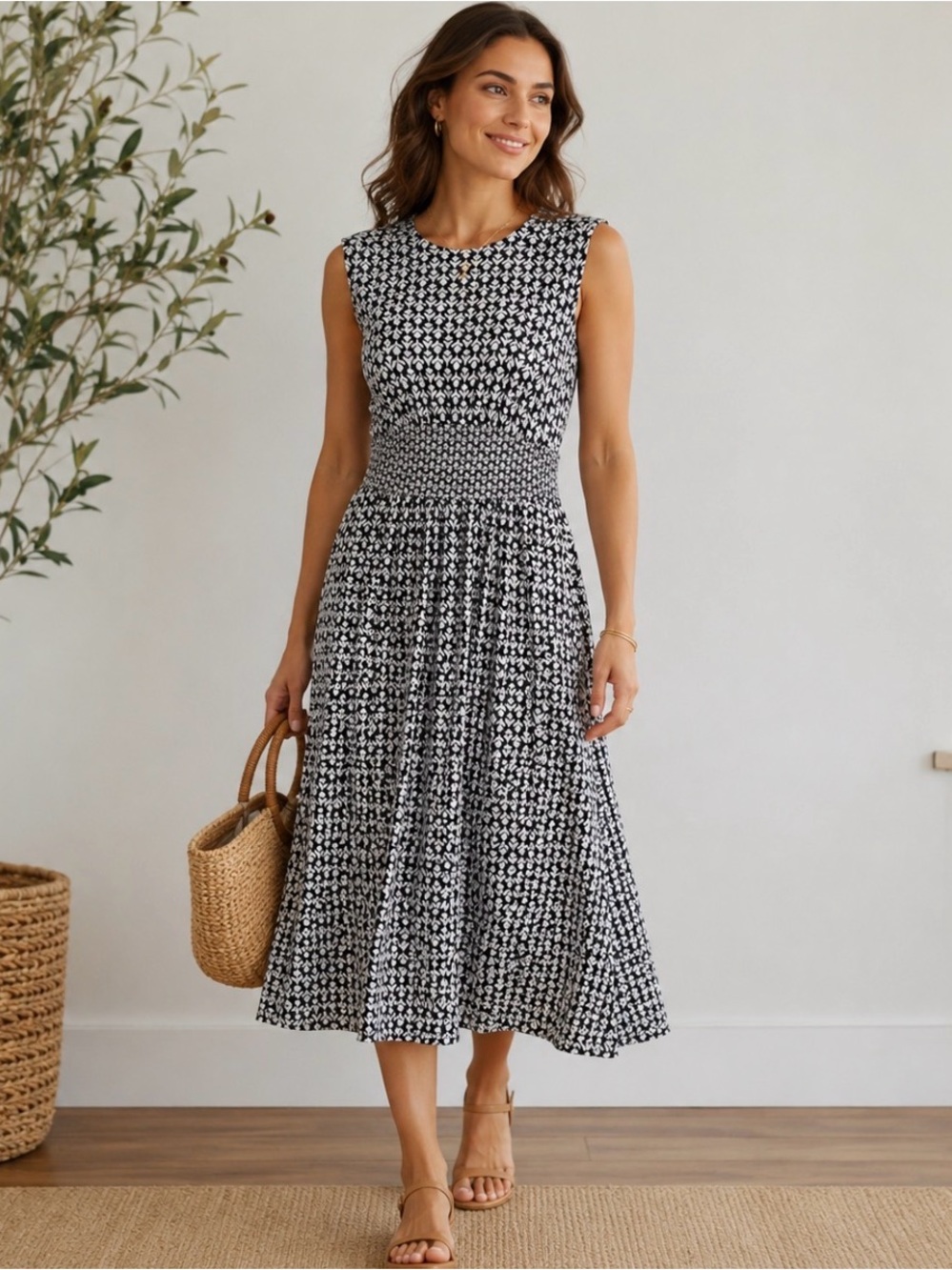 Boden Grey Thea Sleeveless Midi Dress 2R Quiet Luxury Soft Flowy Cottagecore